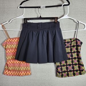 Rue21 Tops XS Black Mini Skirt With Shorts Under And Belt
